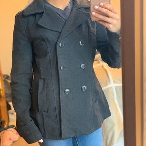 Dark grey collared pea coat